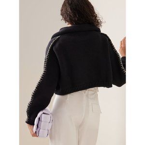 Aisling Camps Black Cropped Blanket Stitch Cardigan